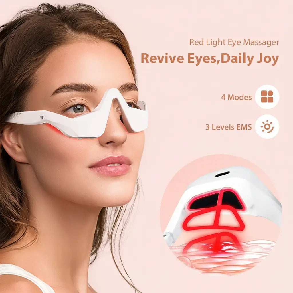 LED Eye Massager Red Light Therapy & Vibration Massage Device
