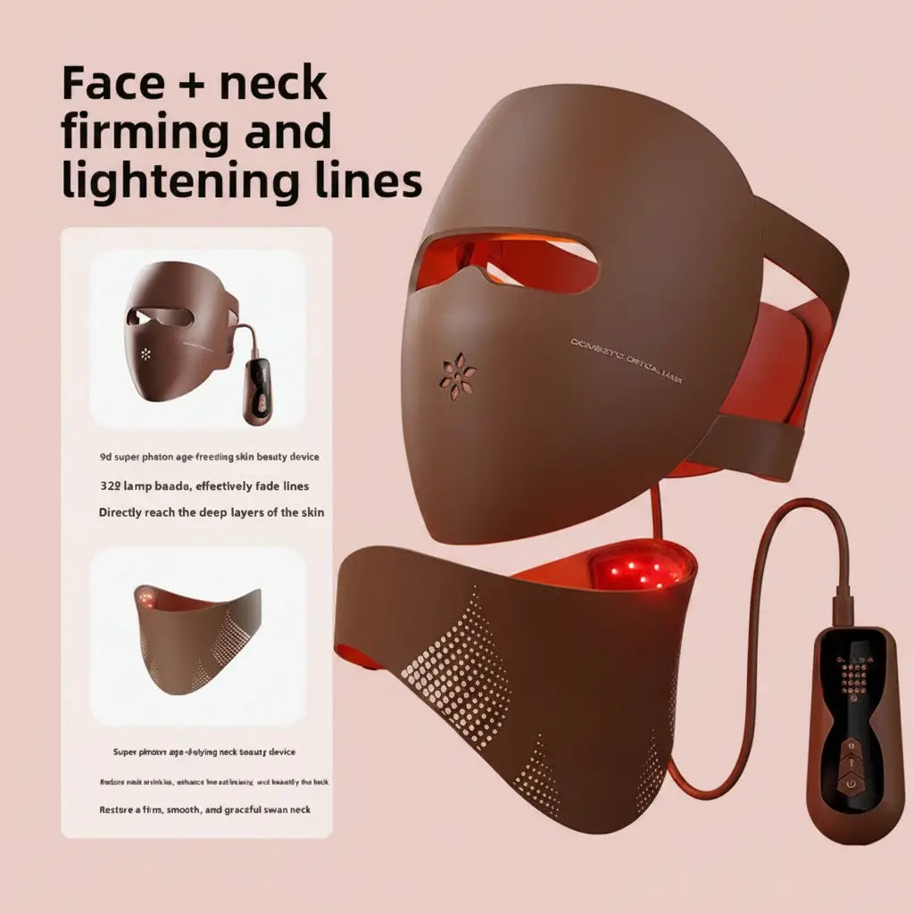LED Light Therapy Face & Neck Mask – 212 LEDs, 4-Mode Photon Skin Rejuvenation